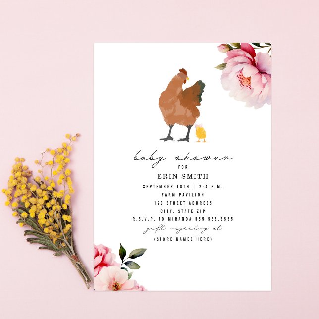 Invitación Boho Chicken Mama Chica Floral Baby Shower (Subido por el creador)