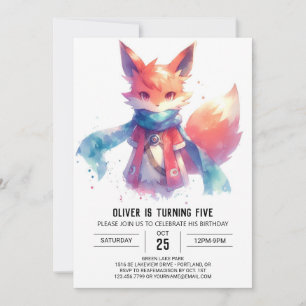 Invitación Boho Children Fox Birday