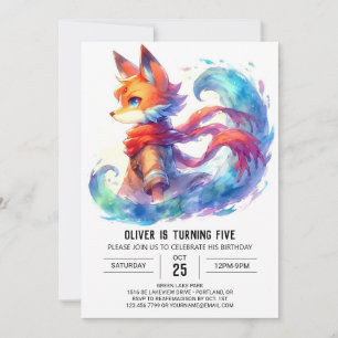 Invitación Boho Children Fox Birday