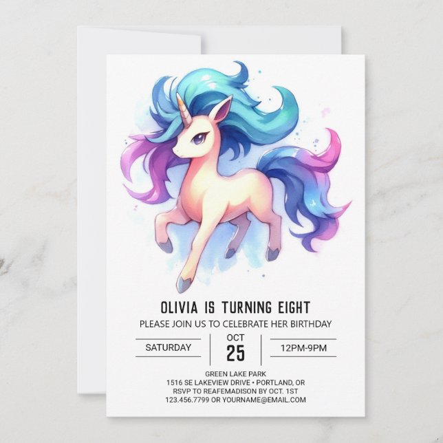Invitación Boho Children Horse Birday (Anverso)