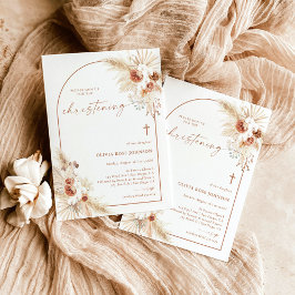 Invitación Boho Christening Invite, Pampas Grass Boho Baptism