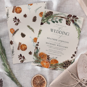 Invitación Boho Citrus Rustic Naranja Elegante Boda de Cinnam