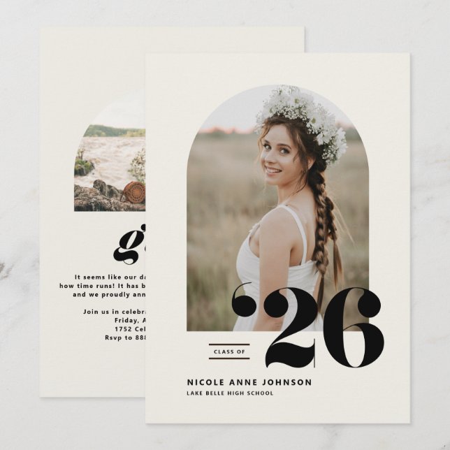 Invitación Boho Clase de 2025 Foto de Arco Graduación (Anverso / Reverso)