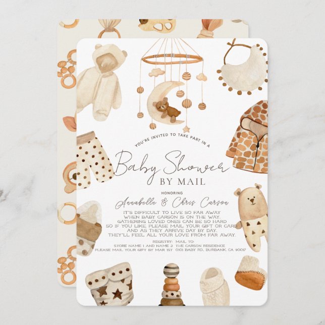Invitación Boho Clothes Nursery Baby Shower por correo (Anverso / Reverso)