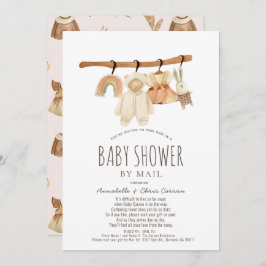 Invitación Boho Clothesline Chica Baby Shower por correo