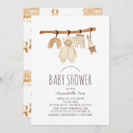 Invitación Boho Clothesline Género Neutral Baby Shower
