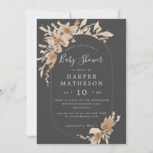 Invitación Boho color de agua flores ducha de bebé oblonga gr