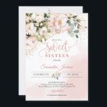 Invitación Boho color rosa rosa hojas de oro floral dulce die<br><div class="desc">Prepárate para celebrar con estilo con el Boho rosa de color rosa floral hojas de oro Sweet 16 invitación! Este impresionante diseño capta la esencia de la aventura y la diversión con sus delicados detalles florales y elegantes hojas de oro. Ya sea que esté planeando una aventura salvaje al aire...</div>