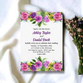 Invitación Boho Colorful Flowers Boda Botánico Floral