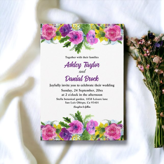 Invitación Boho Colorful Flowers Boda Botánico Floral (Subido por el creador)