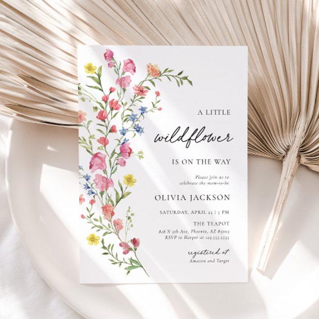 Invitación Boho Colorful Little Wildflower Fairy Baby Shower (Subido por el creador)
