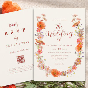 Invitación Boho Colorful Wildflower Fall Wedding