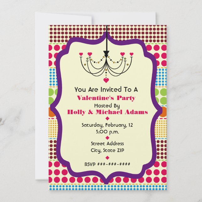 Invitación Boho concuerda con el Fiesta de San Valentín (Anverso)