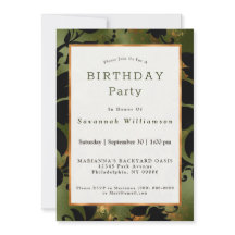 Boho Copper Black Green Floral Birday