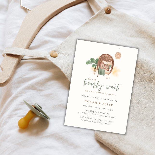 Invitación Boho Cosy Teddy Bear Sleep Baby Shower (Boho Cozy Teddy Bear Sleep Baby Shower Invitation)