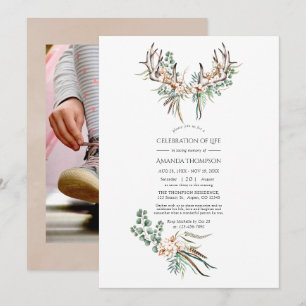 Invitación Boho Cotton y Eucalyptus Celebración de la Vida