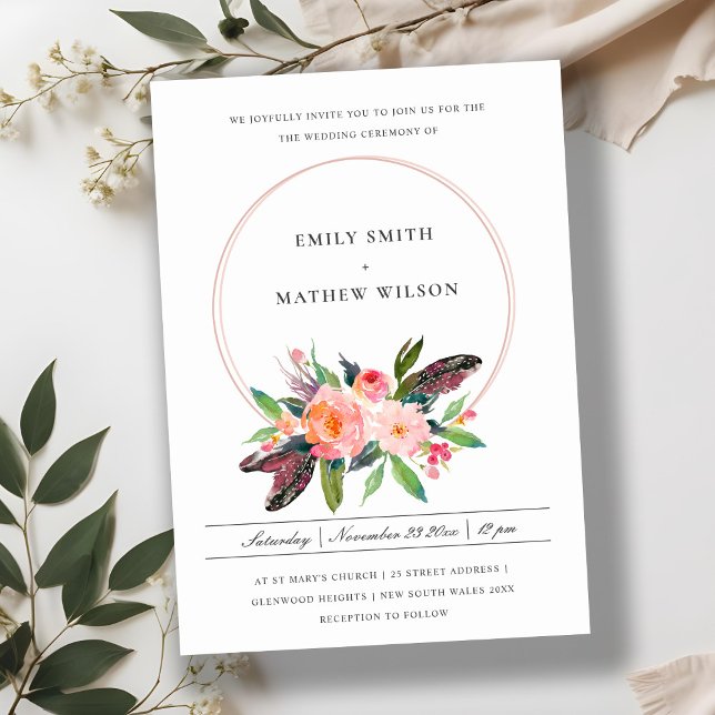 INVITACIÓN BOHO COUNTRY FATHER BODA DE LA LUCHA DE RUBOR FLOR (Subido por el creador)