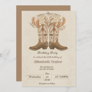Invitación Boho Cowboy Boots Party invitation