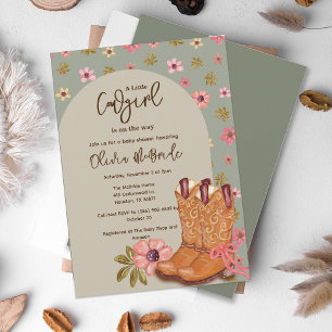 Invitación Boho Cowgirl Flowers rebota Baby Shower occidental
