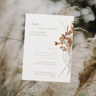 Invitación Boho Cream Elegant Bridal Shower