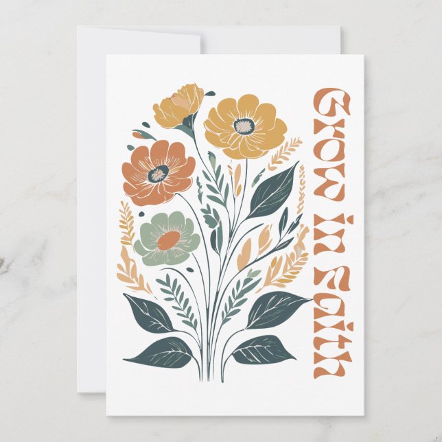 Invitación Boho Cristiana Inspiracional Crece en la Fe (Anverso)