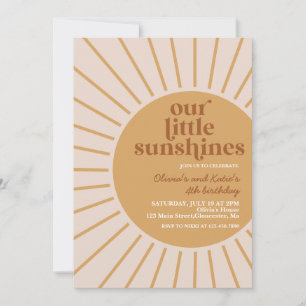 Invitación boho cumpleaños de nuestros pequeños soles