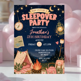 Invitación Boho Cumpleaños Fiesta de pijamas de campamento Ro