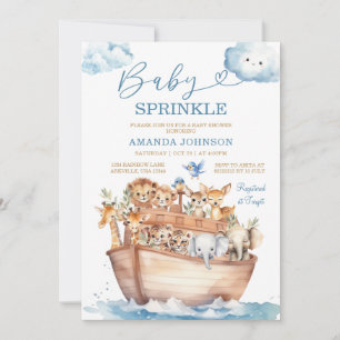 Invitación Boho Cute Arca de Noé Celebración de Bebé Neutro e