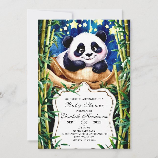 Invitación Boho Cute Baby Panda Baby Shower (Anverso)