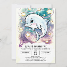 Boho Cute Kids Dolphin Birday