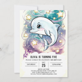 Invitación Boho Cute Kids Dolphin Birday