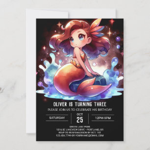 Invitación Boho Cute Mermaid Cumpleaños