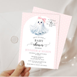 Invitación Boho Cute Pink Little Boo Bow Baby Shower