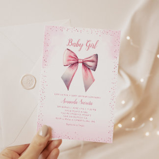 Invitación Boho Cute Pink Watercolor Baby Baby Shower