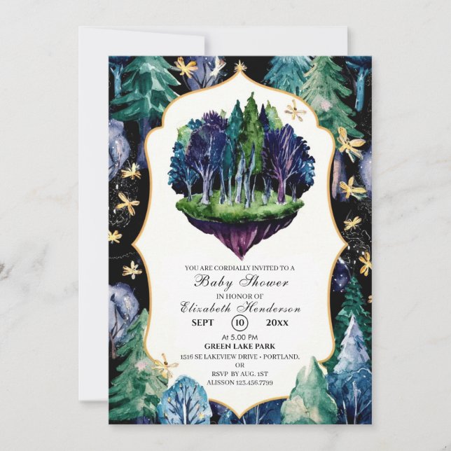Invitación Boho Cute Woodland Baby Shower (Anverso)
