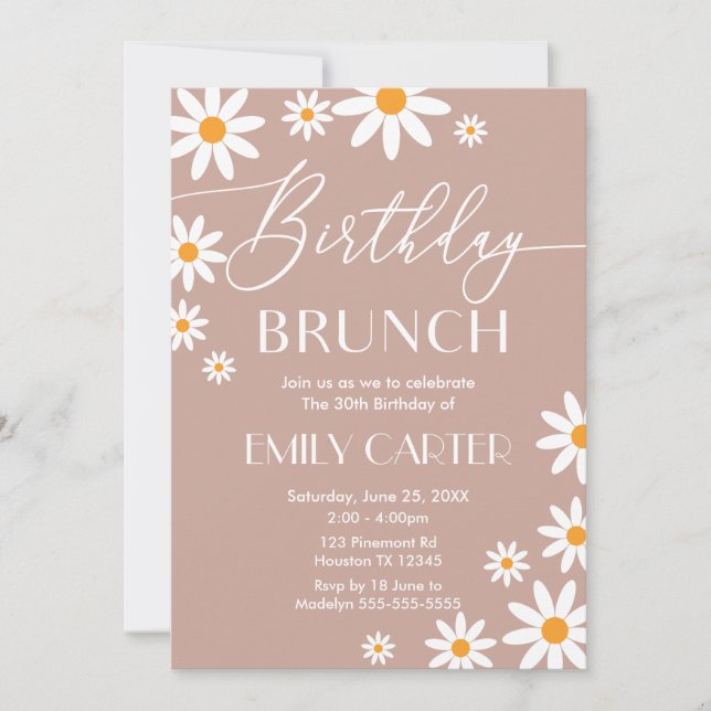 Invitación Boho Daisies Birthday Brunch Party Invitation (Anverso)