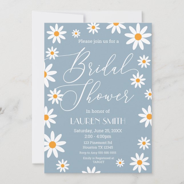 Invitación Boho Daisies Bridal Shower party (Anverso)