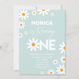 Invitación Boho Daisies One Birthday Party invitation