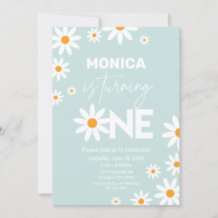 Invitación Boho Daisies One Birthday Party invitation