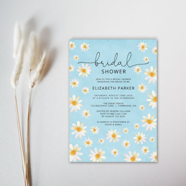Invitación Boho Daisies Watercolor Bridal Shower Fiesta (Subido por el creador)