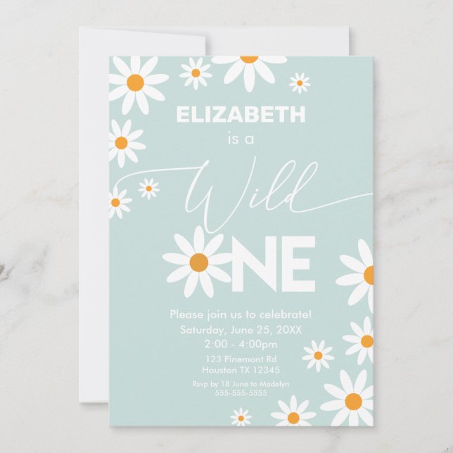 Invitación Boho Daisies Wild One Birthday Party in (Anverso)