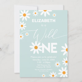 Invitación Boho Daisies Wild One Birthday Party in