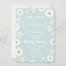 Invitación Boho Daisies Wildflower Birthday party 