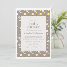 Invitación Boho Daisy Chain Flaupe Pattern Baby Shower