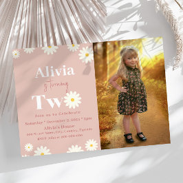 Invitación Boho Daisy Dos Bohemias Rosadas Florales Segundo C