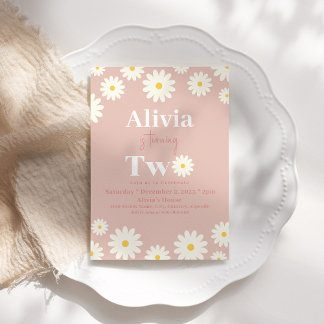 Invitación Boho Daisy Dos Bohemias Rosadas Florales Segundo C