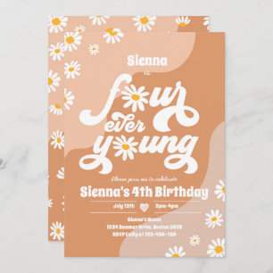 Invitación Boho Daisy, Fiesta de los cuatro años de edad