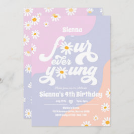 Invitación Boho Daisy, Fiesta de los cuatro años de edad