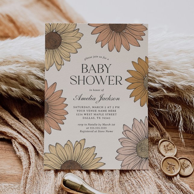 Invitación Boho Daisy Floral Baby Shower (Subido por el creador)
