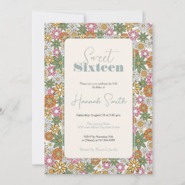 Invitación Boho Daisy Flores Groovy Floral 70